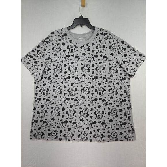 Disney Minnie Mouse 2X Womens Short Sleeve Gray T-Shirt Minnie Mouse Faces Plus - Picture 1 of 6